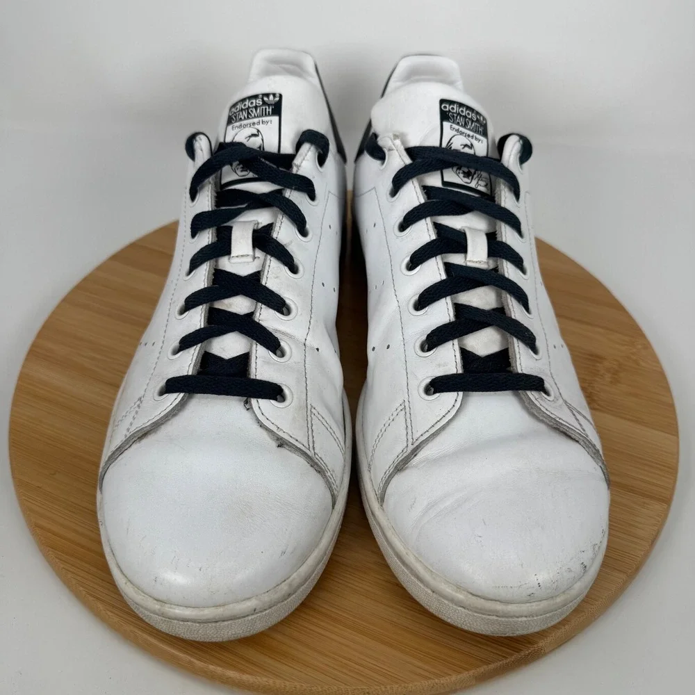 Adidas Stan Smith Men's White Navy Leather Low‎ Top Sneakers Size 13